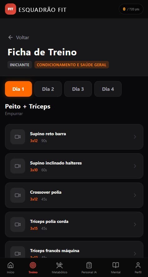 Página de Treino